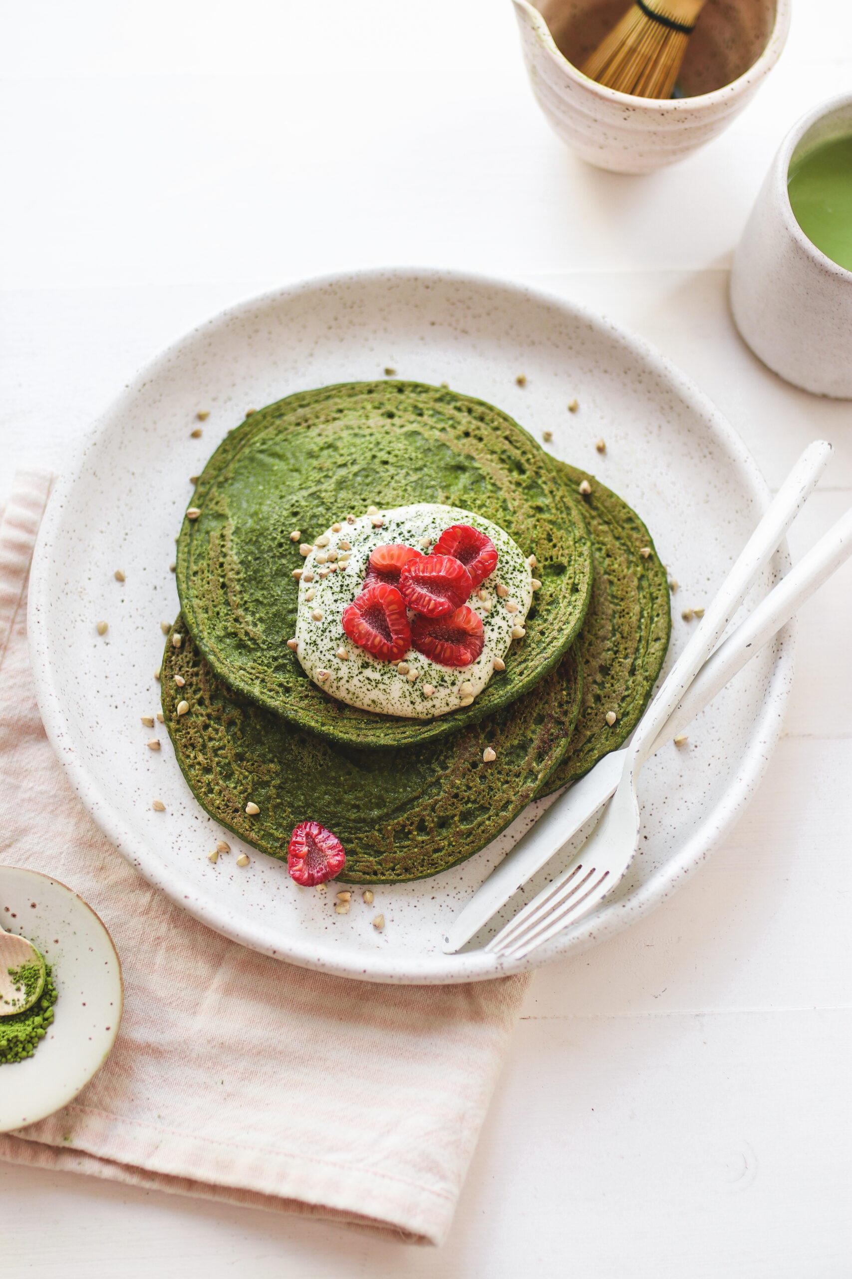 Matcha Spinach Pancakes (vegan, gluten free, wfpb) - Veggiekins Blog