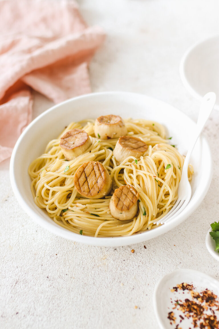 Vegan Scallops with Miso Garlic Butter Pasta - Veggiekins Blog