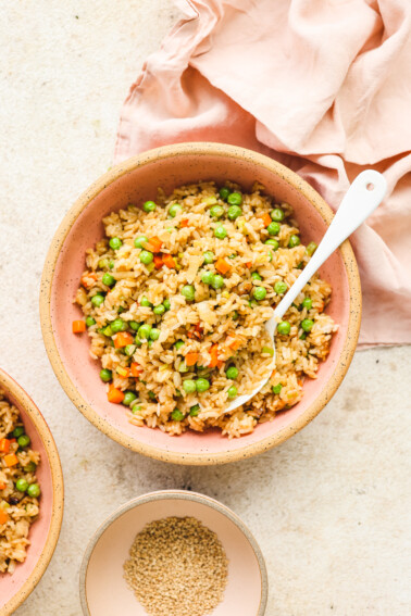 two bowls of vegan fried rice
