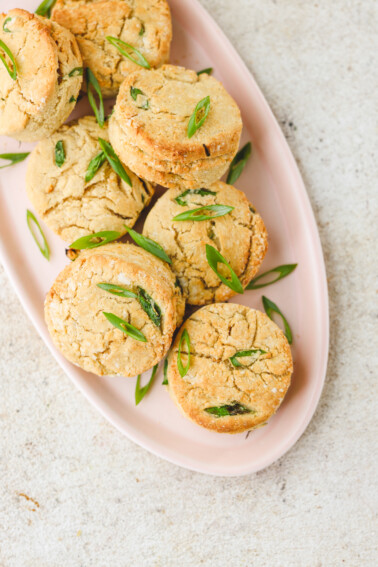 platter of gluten free biscuits with scallions