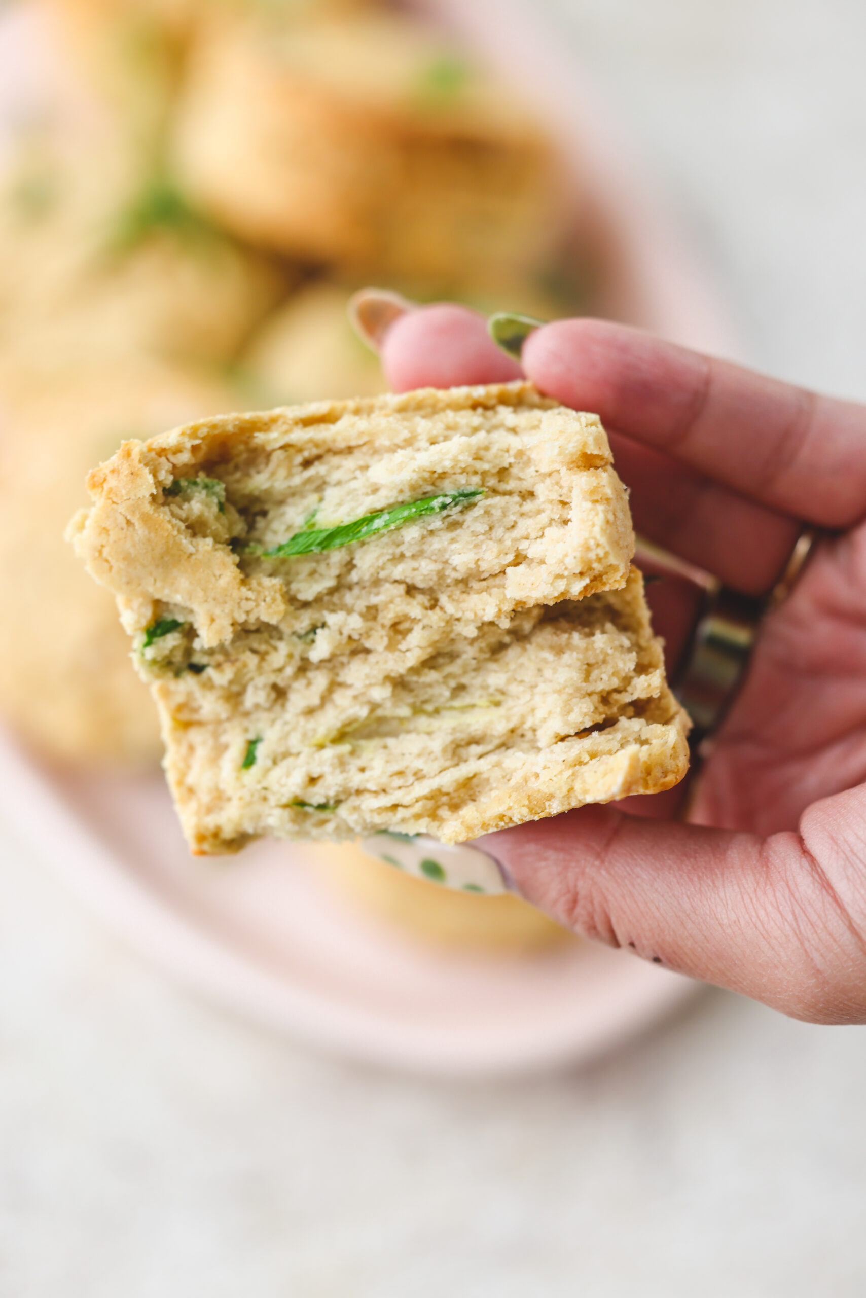 inside of a scallion biscuit