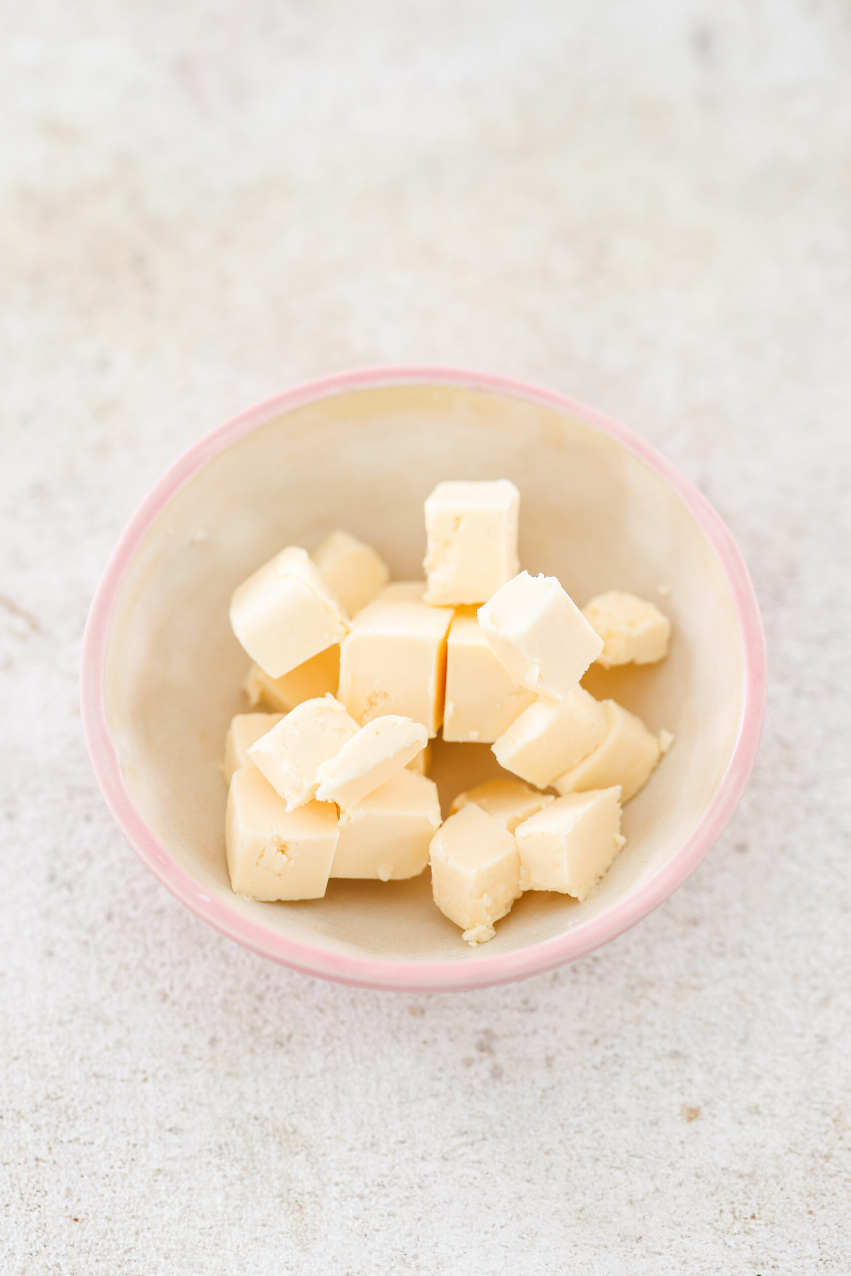 cubed butter in a bowl